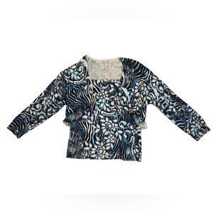 Cache Blue White Zebra Abstract Print Tube Top Strapless with Matching Cardigan